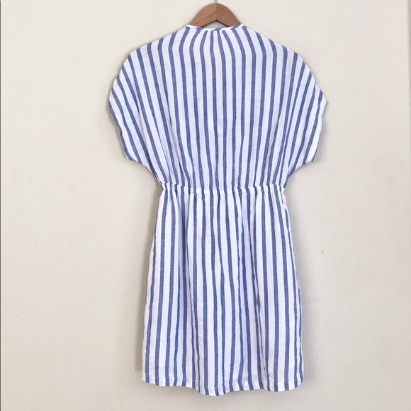RAILS Striped Linen Tie Front Mini Dress in Blue White - Picture 9 of 12